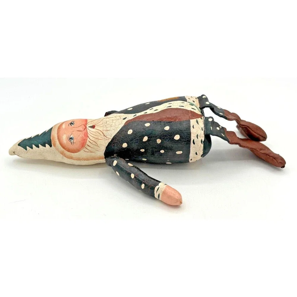 Santa Claus‎ Folk Art Paper Maché Shelf Sitter Primitive Hand Painted Gnome